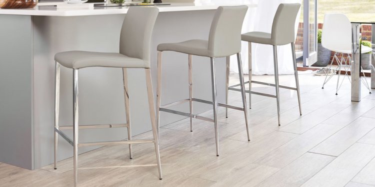 Light grey bar stools with a